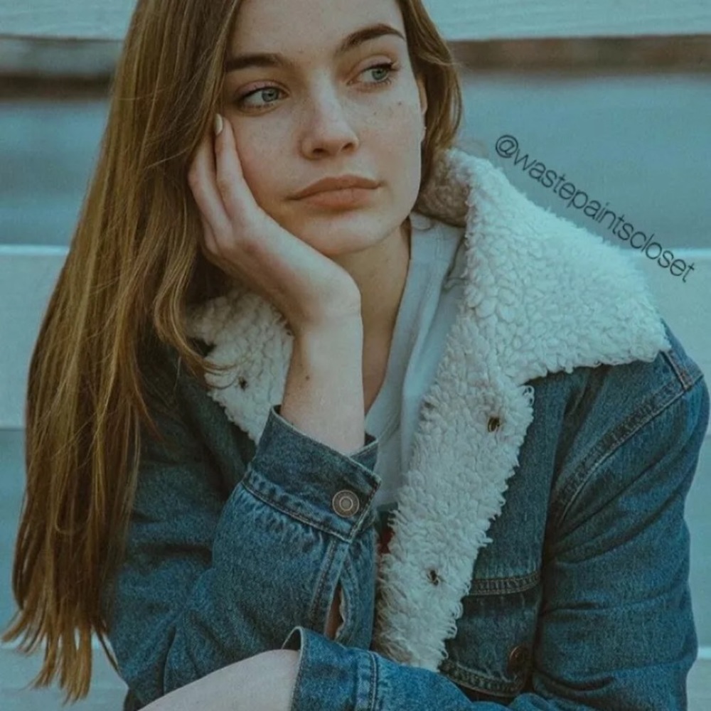 Brandy melville fur denim jean elisha jacket